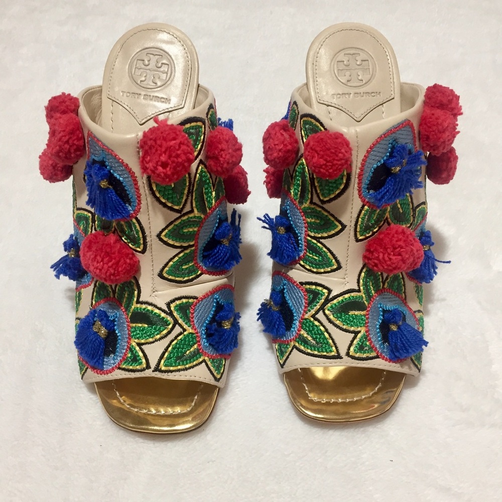 HP! Tory Burch Ellis Embroidered Leather Mule - Picture 5 of 8